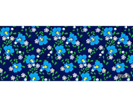 Ткань бязь 150 см плательная ЛЮКС рис. 950/2 (темно-синий, голуб. цветы)